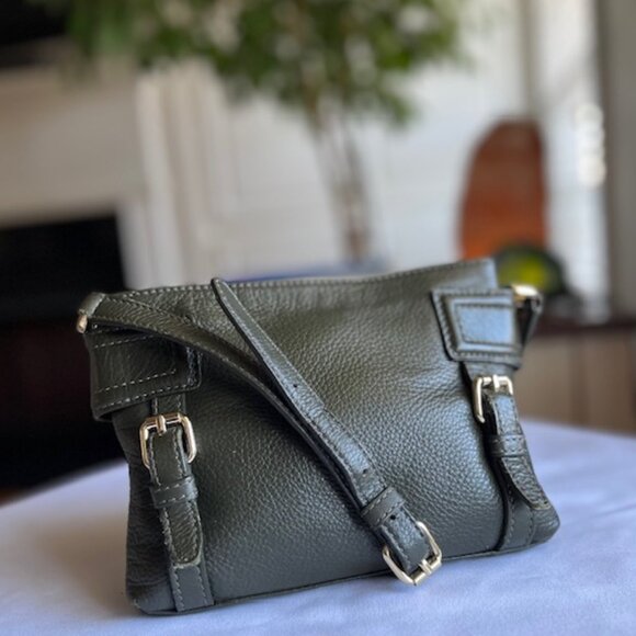 Cole Haan Handbags - COLE HAAN | Zooey Crossbody Bag Dark Green Pebbled Leather-EUC